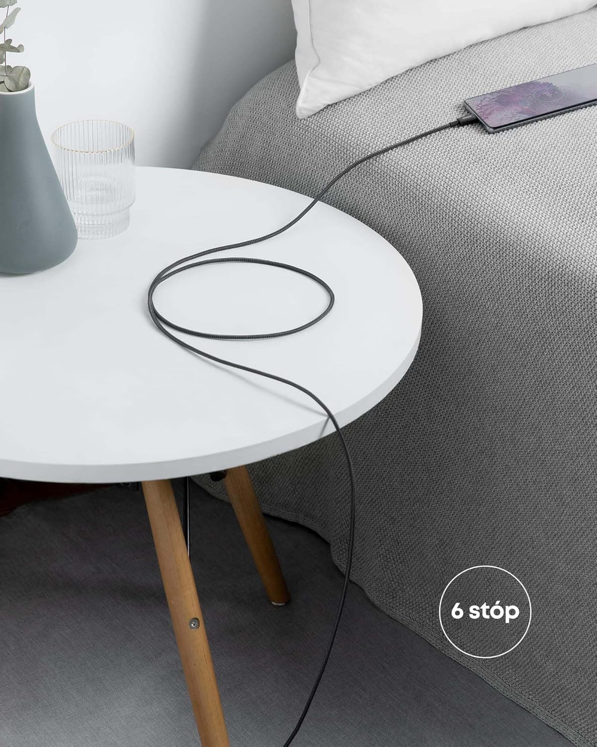 USB-C till USB-C-kabel (1,8 m, flätad, 100 W) svart