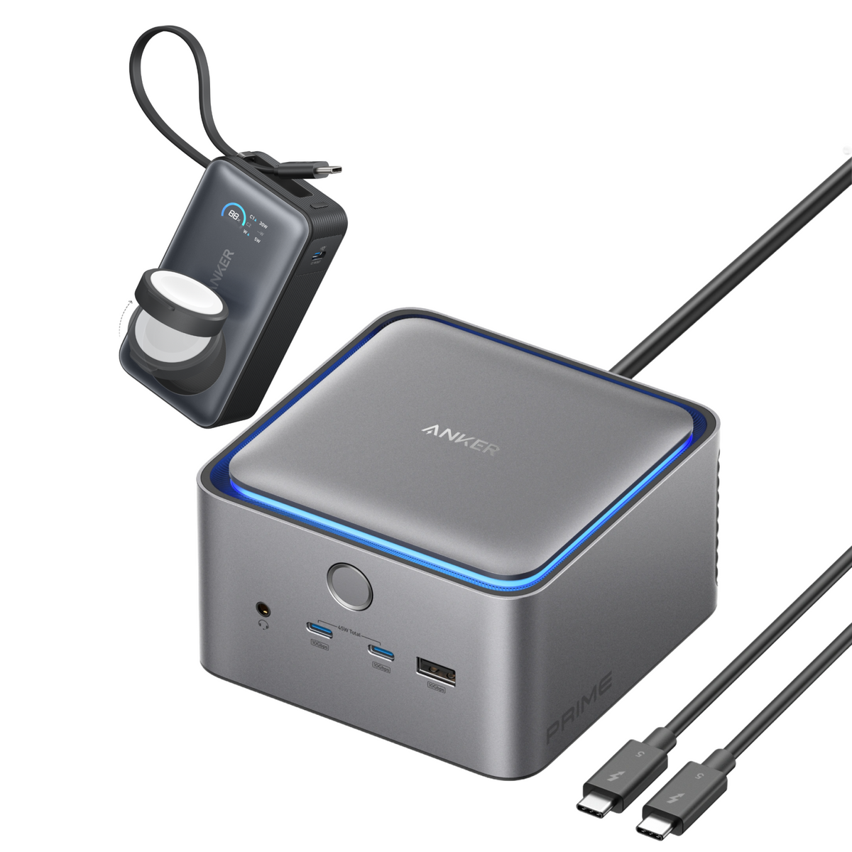 Anker Prime TB5 dockningsstation (14-i-1, 8K, Thunderbolt 5) + MagGo powerbank (10K, 35W, för Apple Watch)