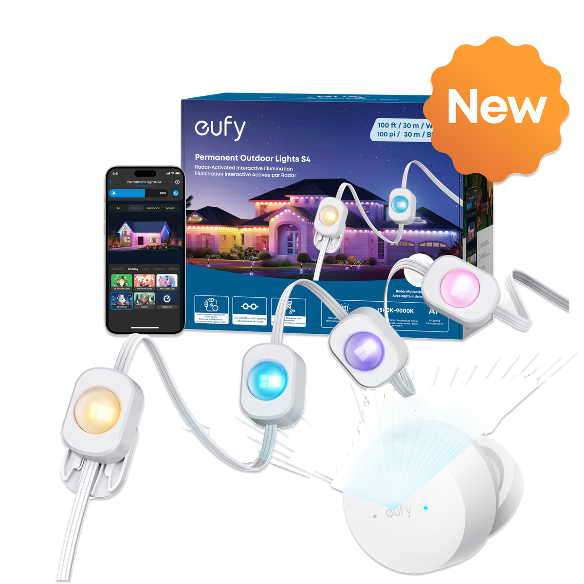 eufy Permanenta utomhuslampor S4 (30m med 72 LED-lampor)
