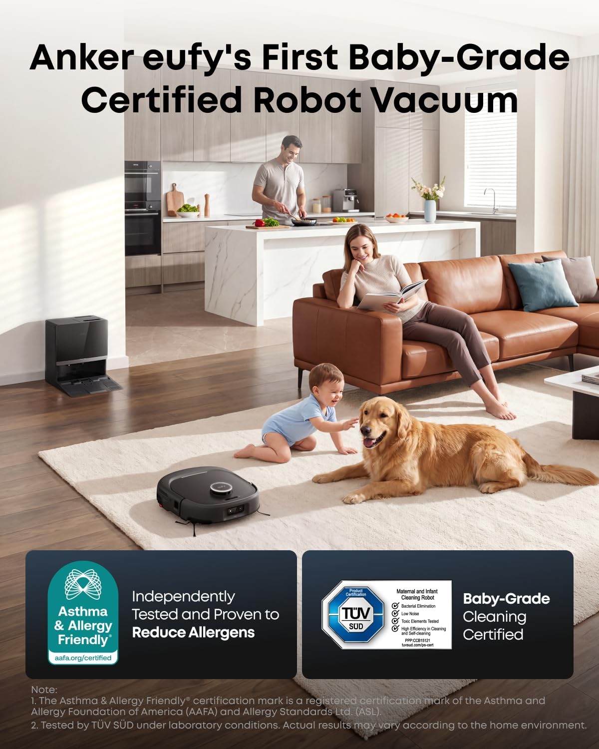 eufy Omni E35 robotdammsugare med mopp + tillbehörspaket + rengöringsmedel × 2