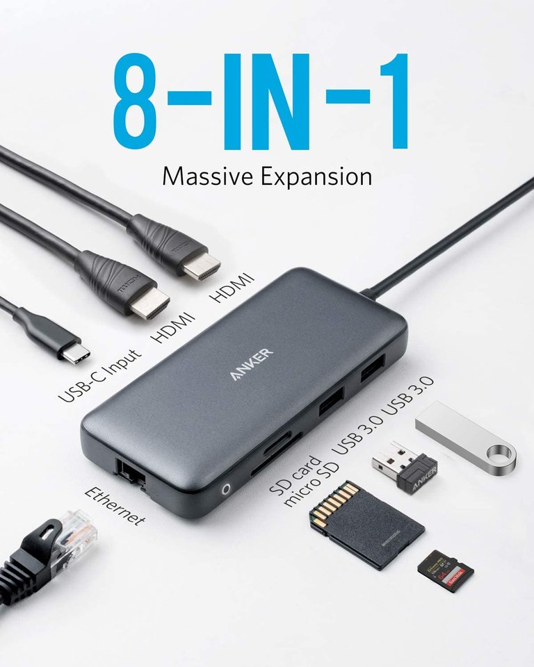 Anker <b>553</b> USB-C-hubb (8-i-1)