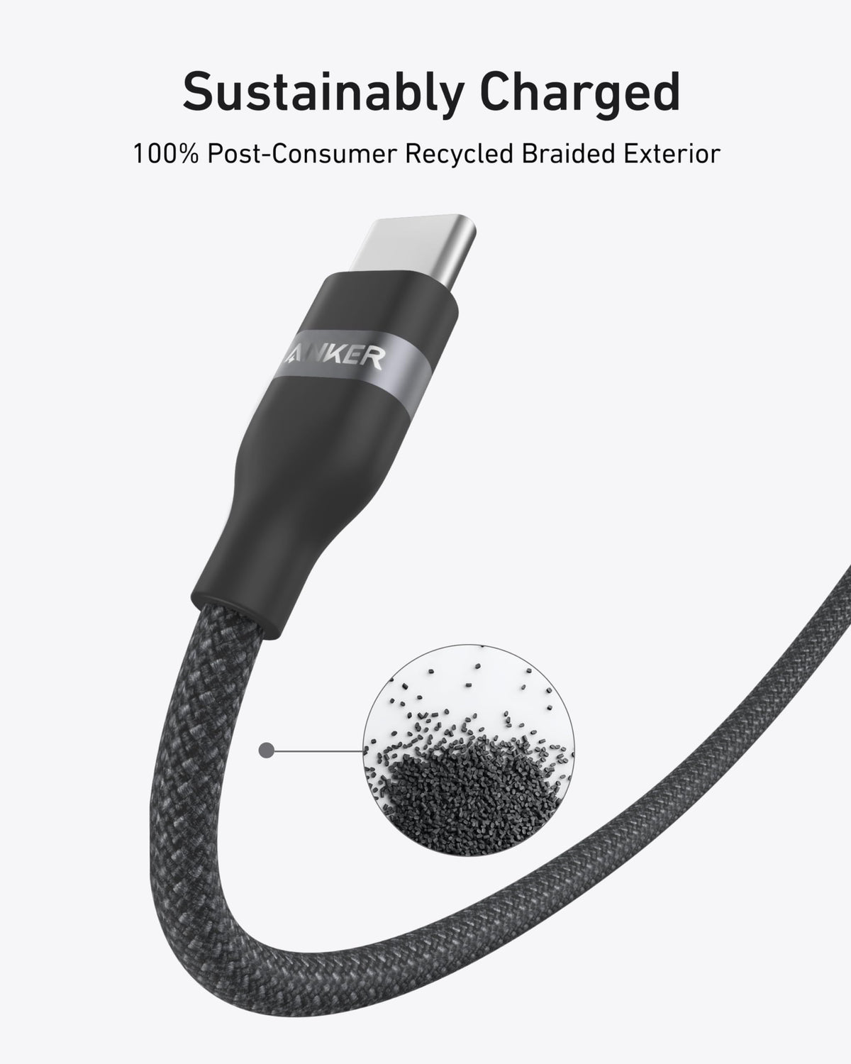 Anker USB-C till USB-C-kabel (240 W, återvunnen flätad)