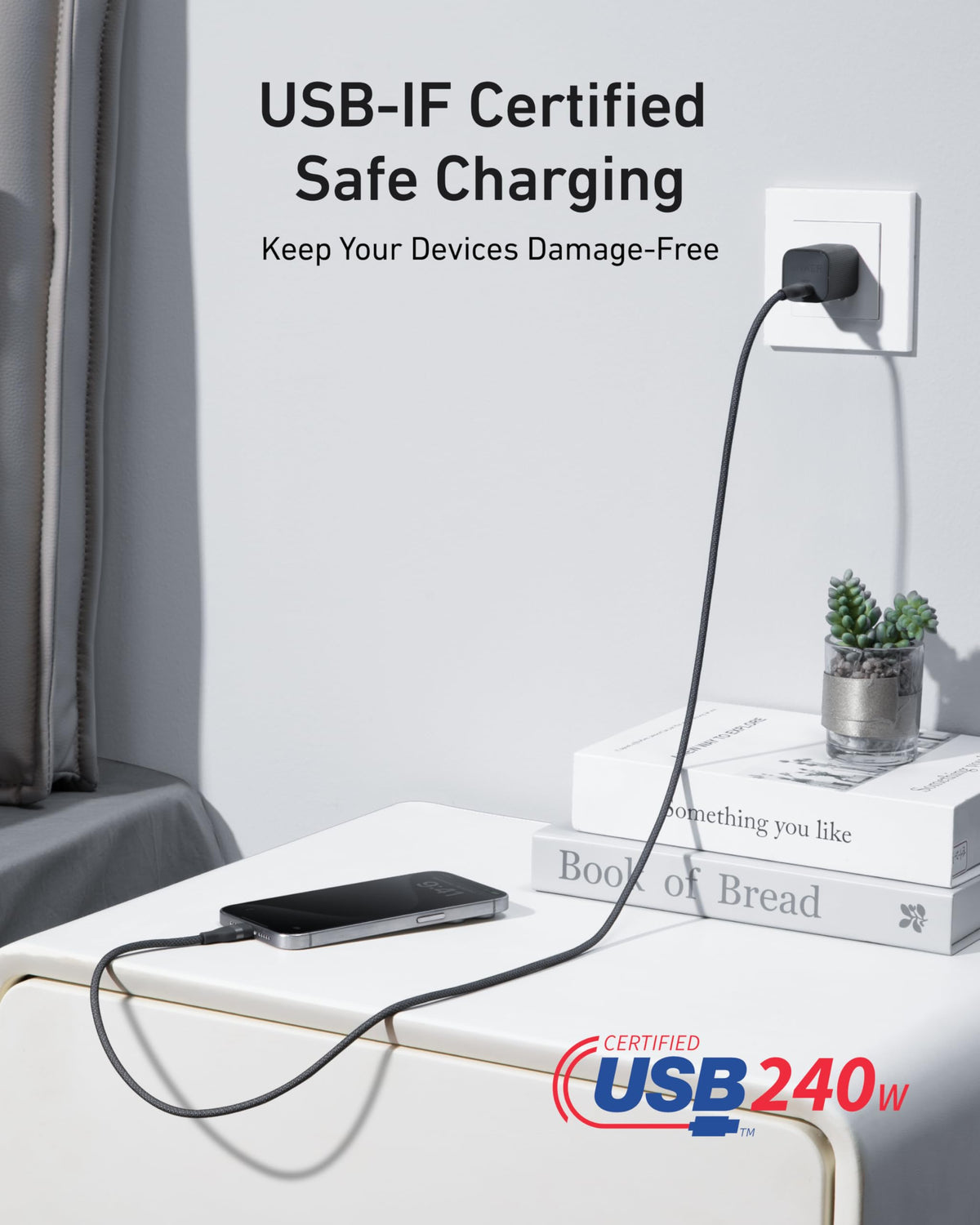 Anker USB-C till USB-C-kabel (240 W, återvunnen flätad)