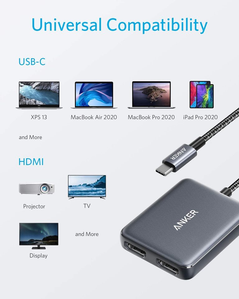 PowerExpand USB-C till dubbel HDMI-adapter