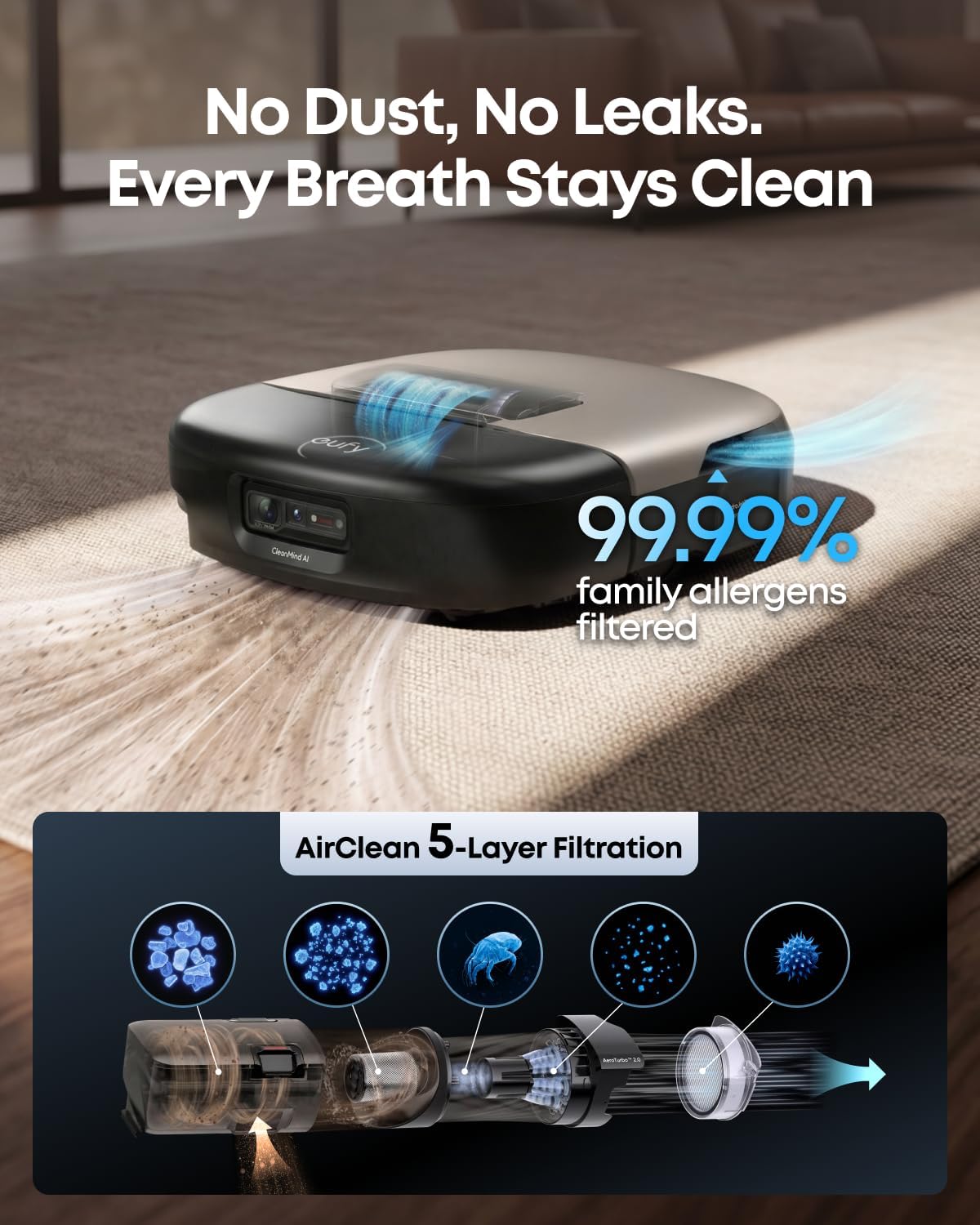 eufy robotdammsugare Ommi S2 + reservtillbehörskit och doft