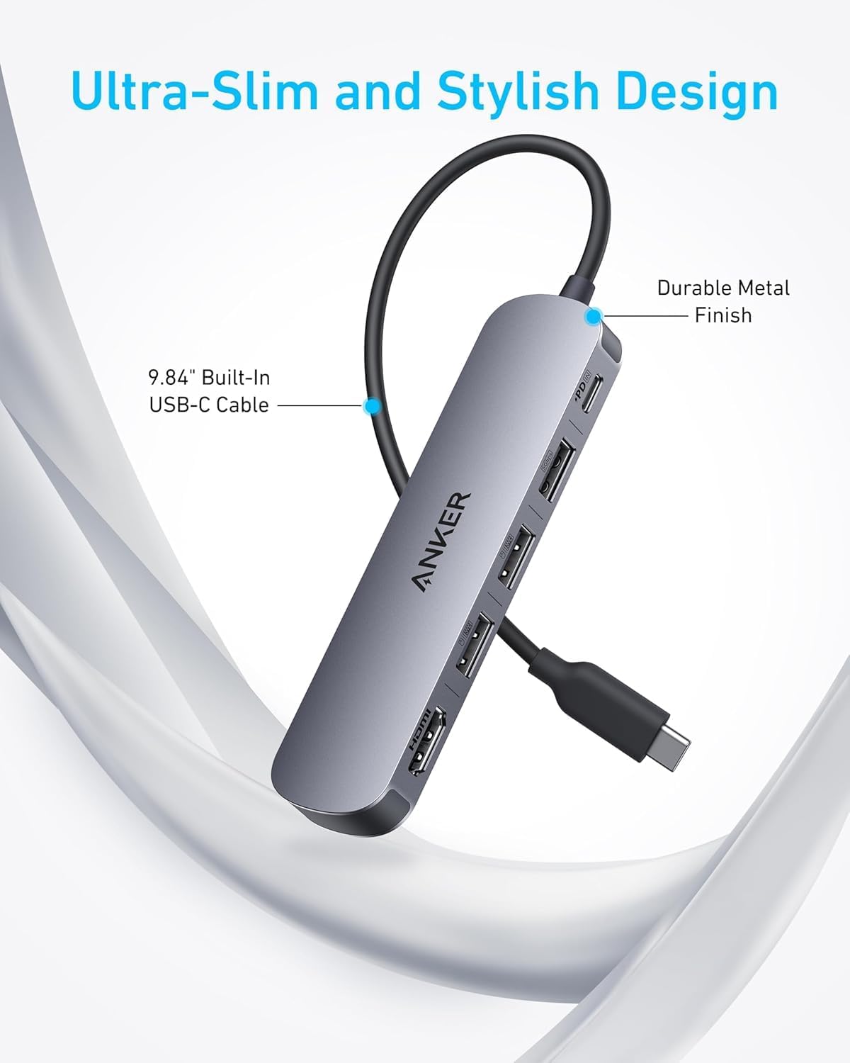 Anker USB-C-hubb (5-i-1, 4K HDMI)
