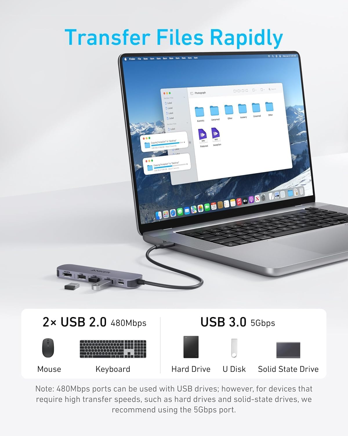 Anker USB-C-hubb (5-i-1, 4K HDMI)