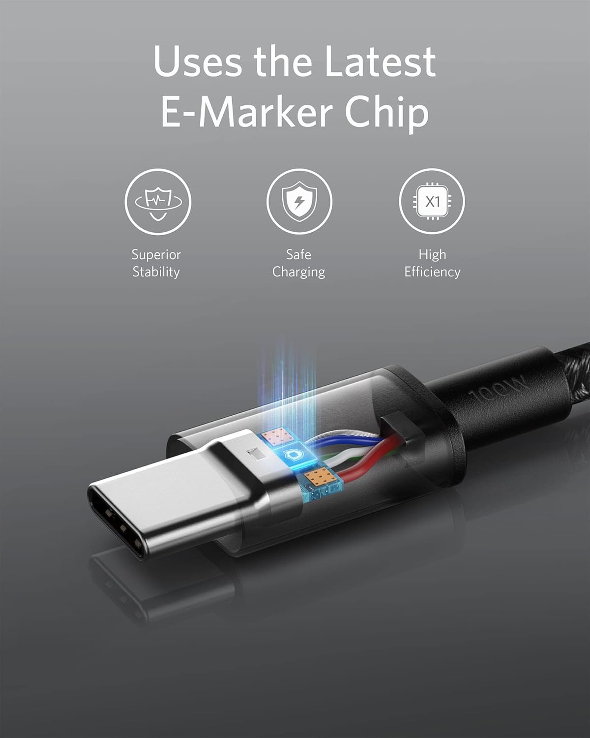 Anker USB-C till USB-C-kabel (1,8 m, flätad, 100 W) 2-pack svart