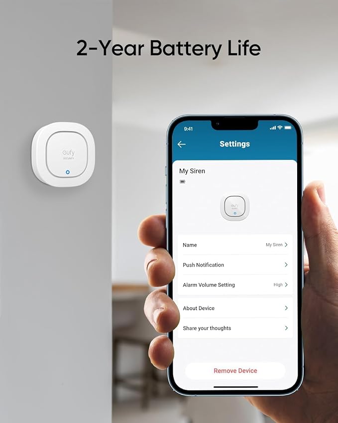 eufy Säkerhetssiren: 105 dB Trådlöst larm för hemskydd