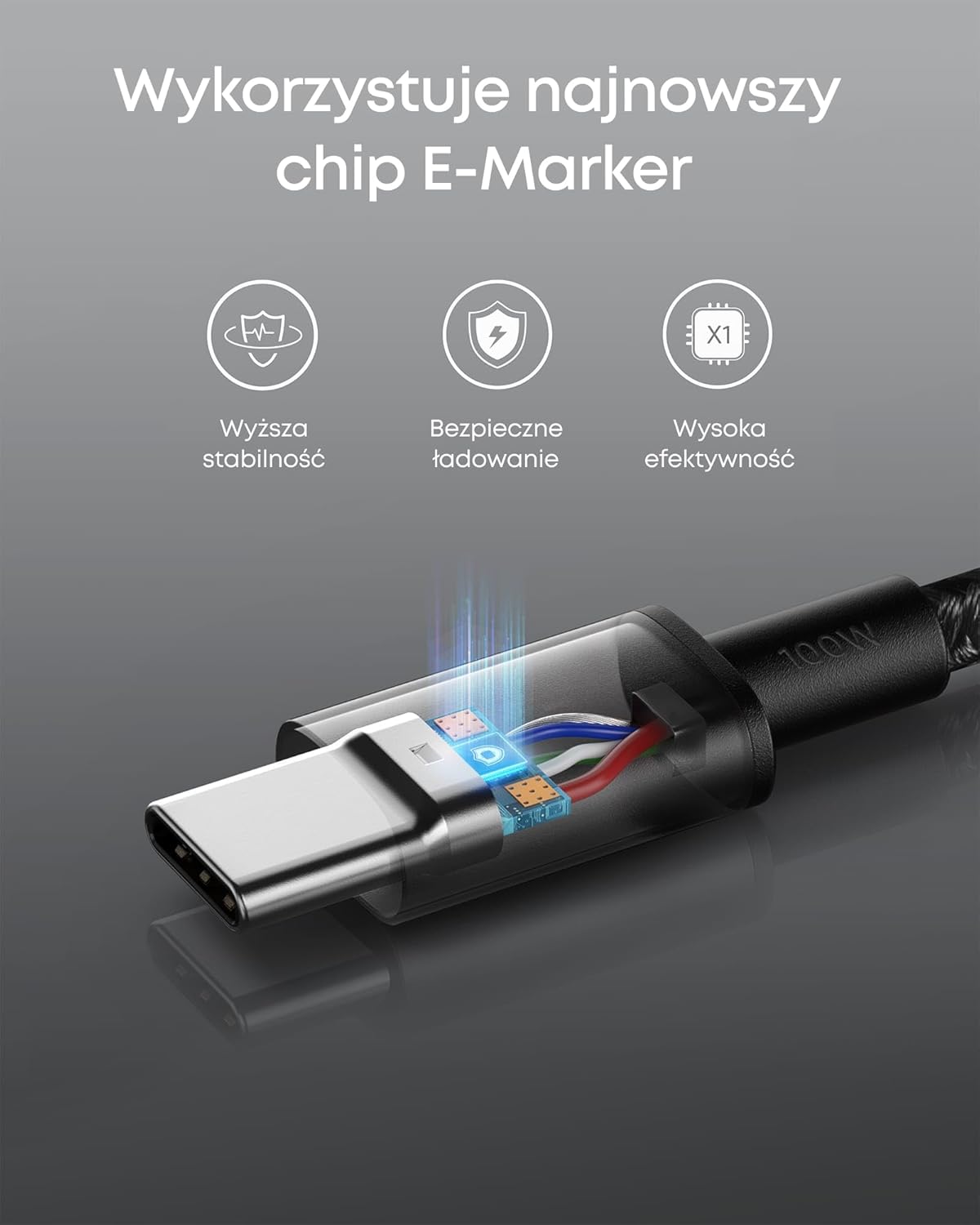 USB-C till USB-C-kabel (1,8 m, flätad, 100 W) svart