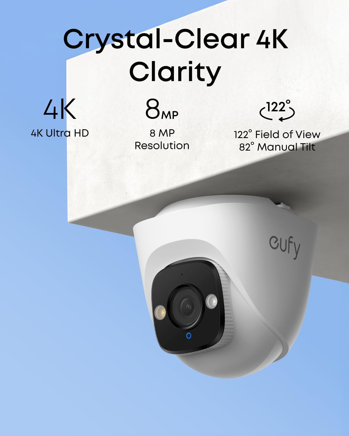 eufy PoE NVR-säkerhetssystem S4 med 2× Bullet-PTZ-kameror och 2× Turret-kameror