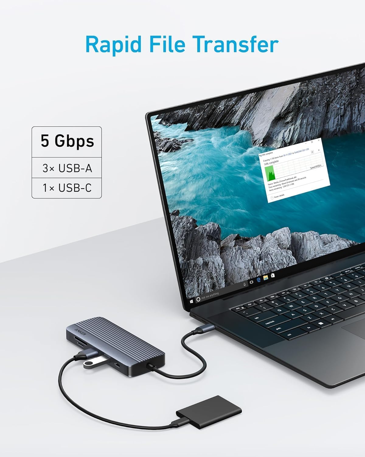 Anker USB-C-hubb (10-i-1, dubbel skärm)