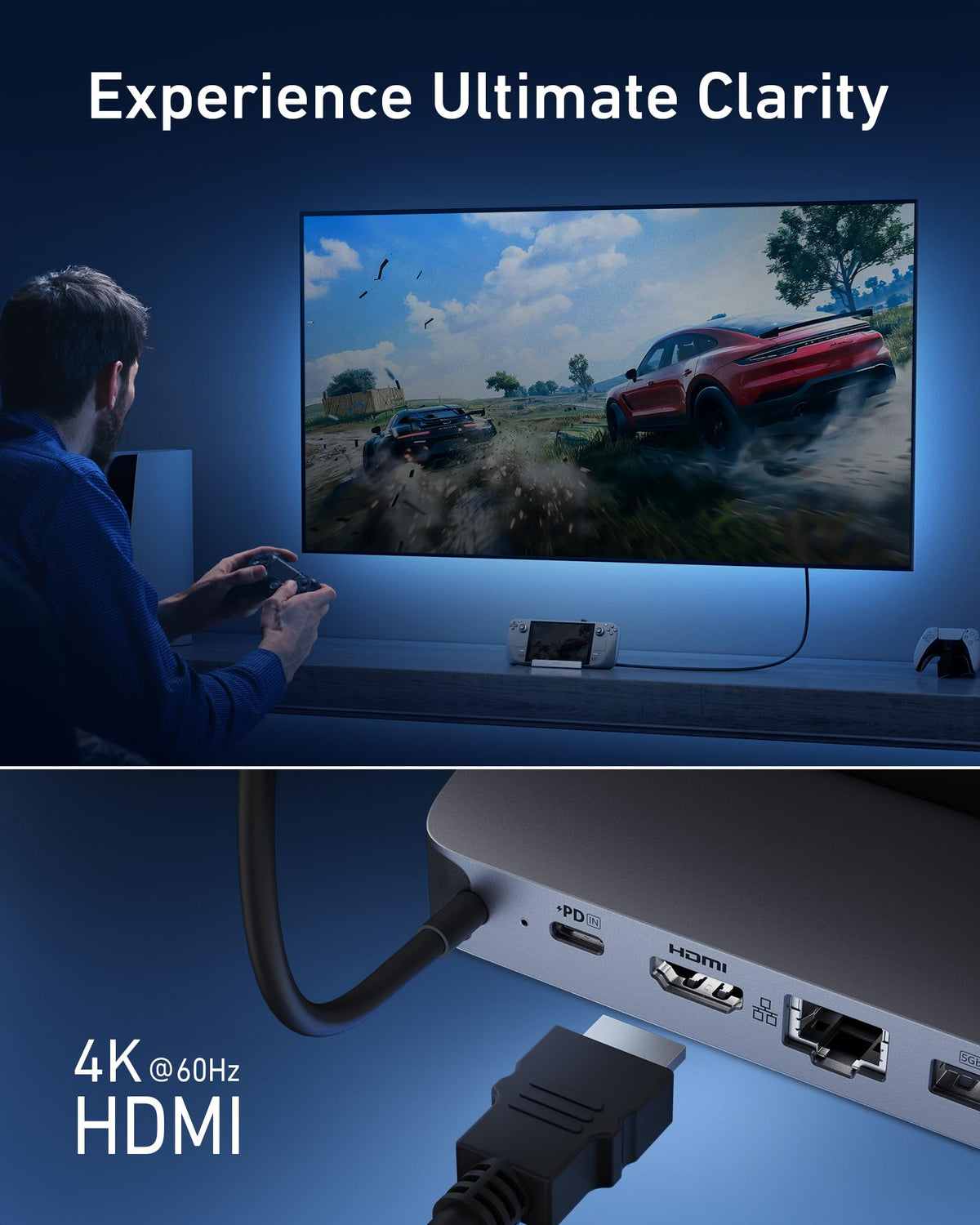 Anker USB-C-hubb (6-i-1, för handhållen spelkonsol)