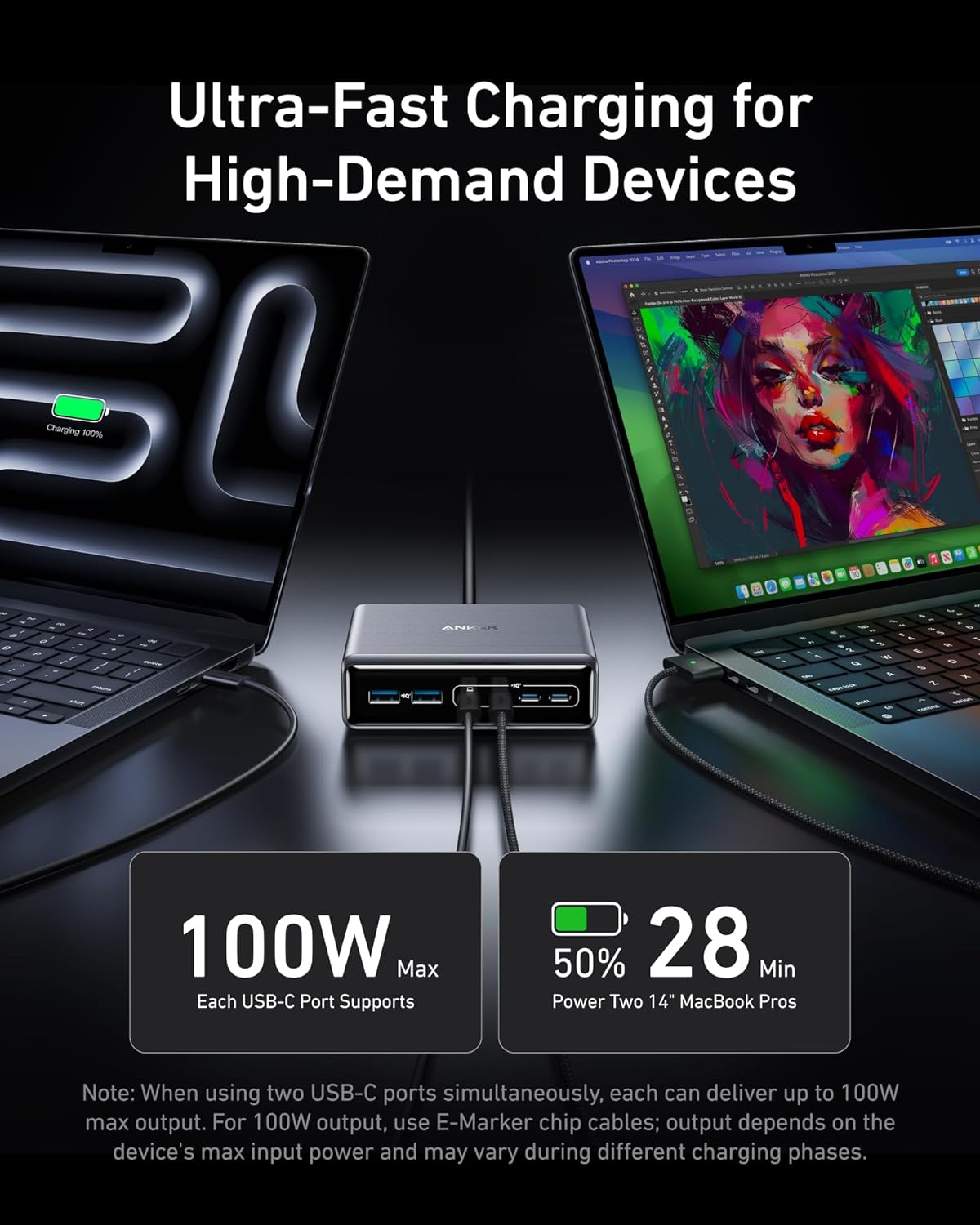Anker Prime Charger (200W, 6 portar, GaN) + Anker MagGo Power Bank (10K)
