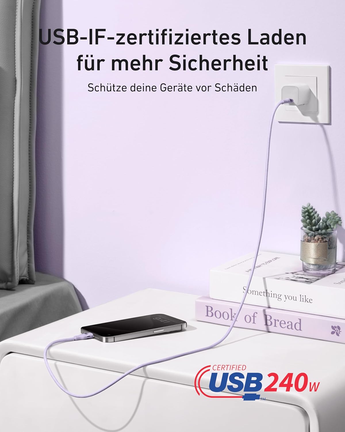 Anker USB-C till USB-C-kabel (240 W, återvunnen flätad)