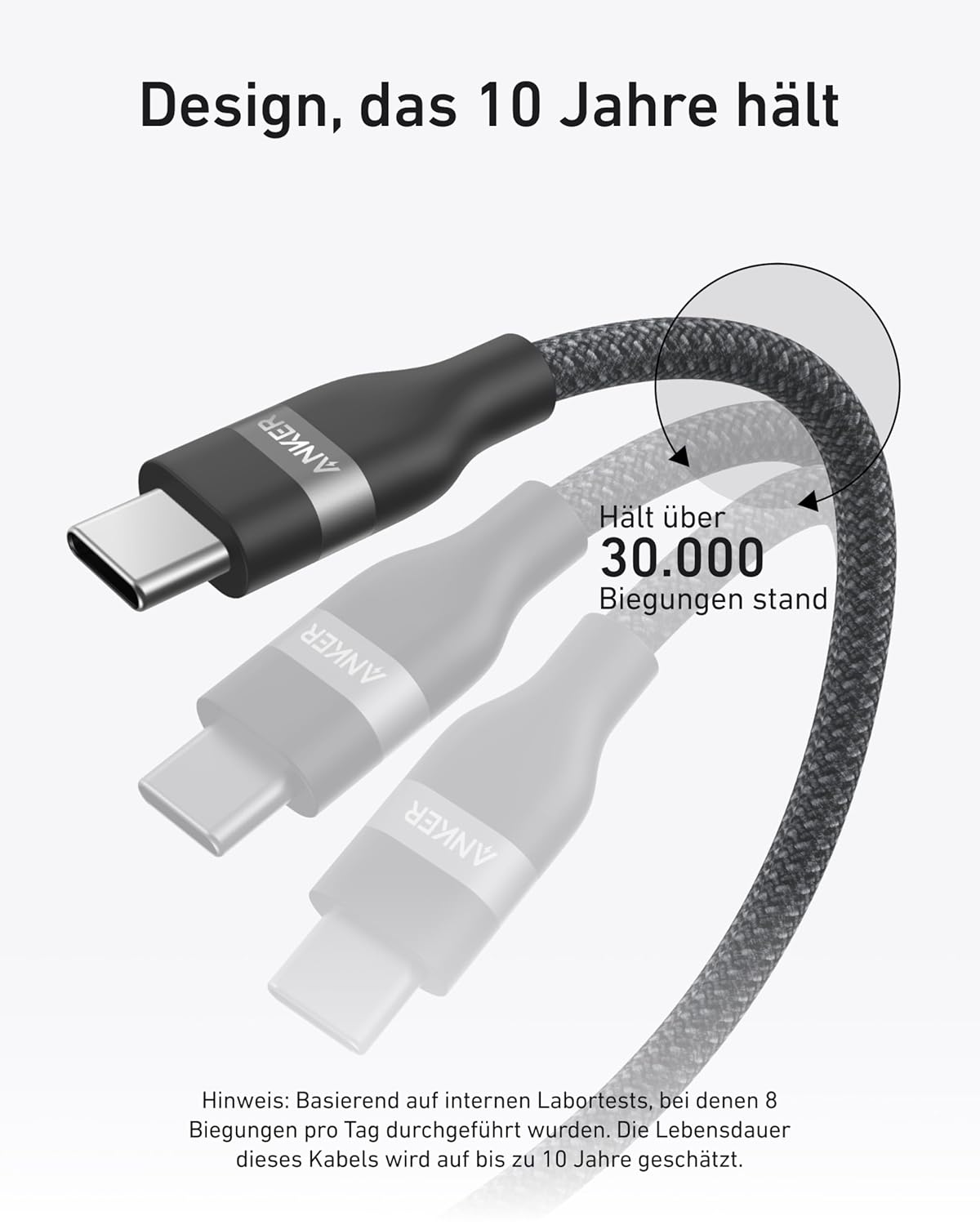 Anker USB-C till USB-C-kabel (240 W, återvunnen flätad)