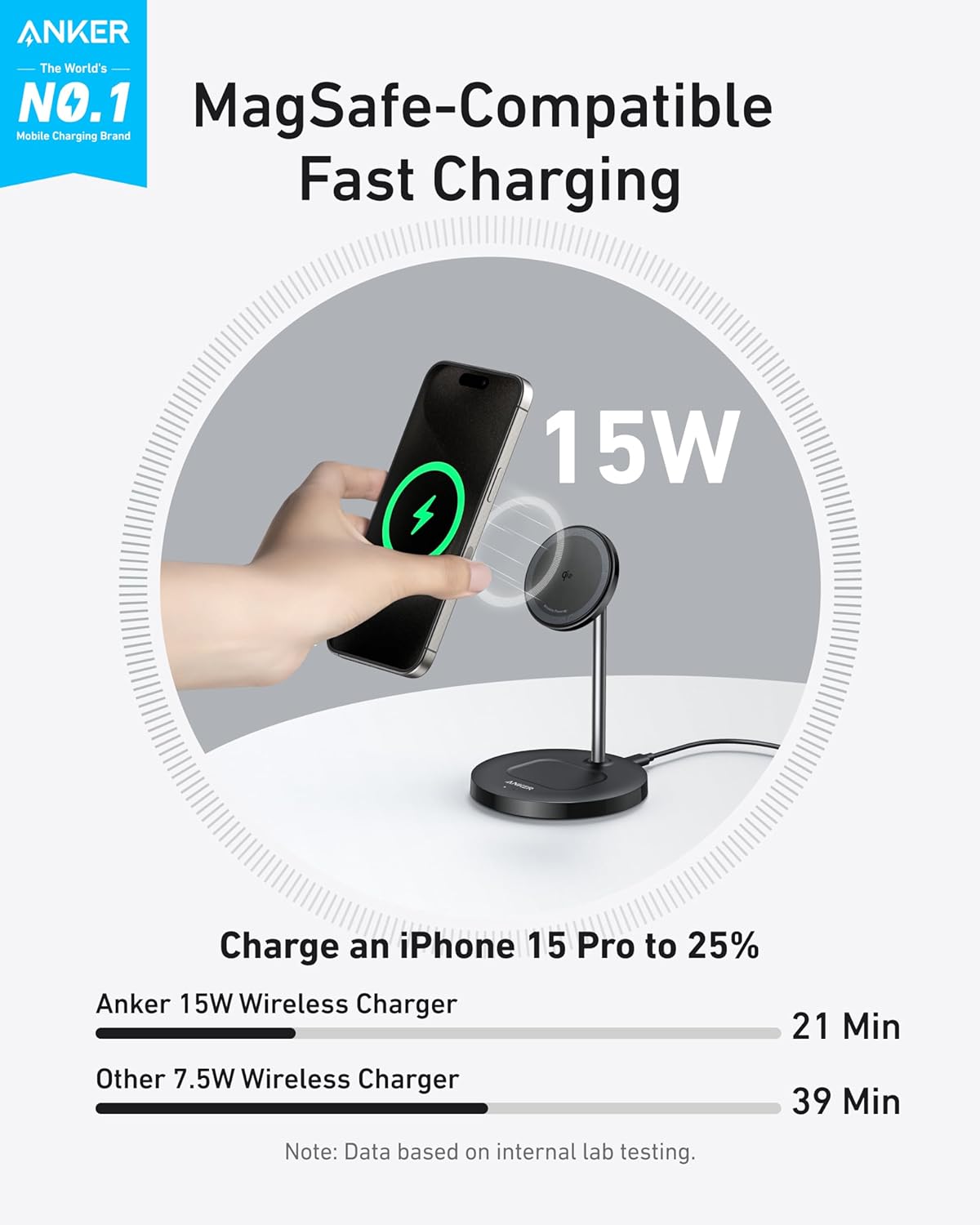 Anker MagGo trådlös laddare (2-i-1-stativ)