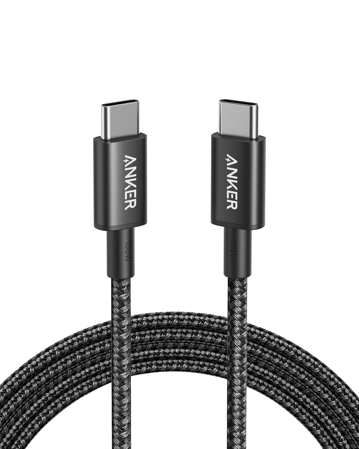 USB-C till USB-C-kabel (1,8 m, flätad, 100 W) svart