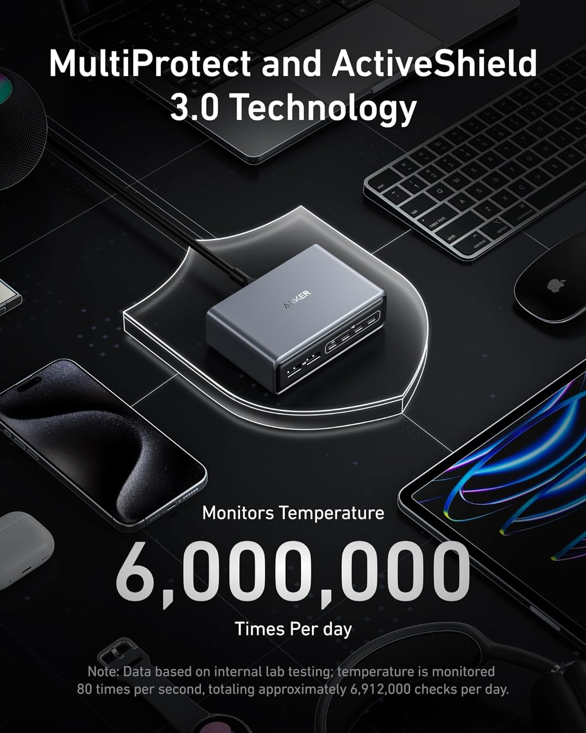 Anker Prime Charger (200W, 6 portar, GaN) + Anker MagGo Power Bank (10K)