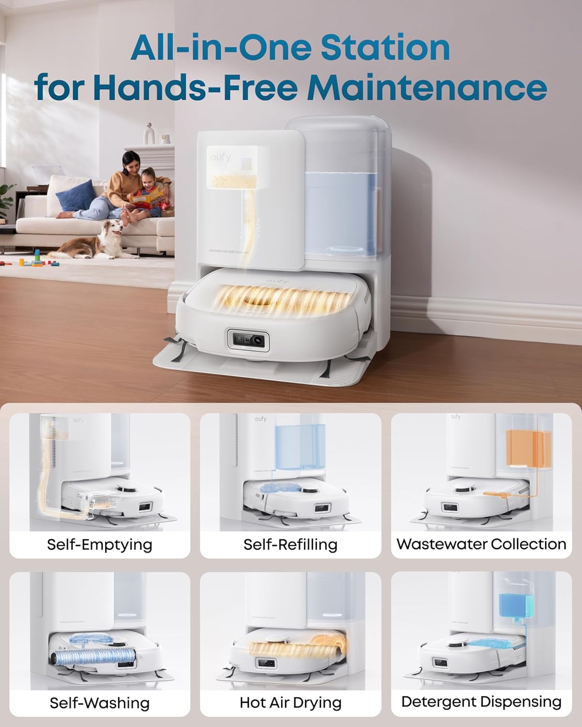 eufy robotdammsugare Omni E25 vit + dammpåse