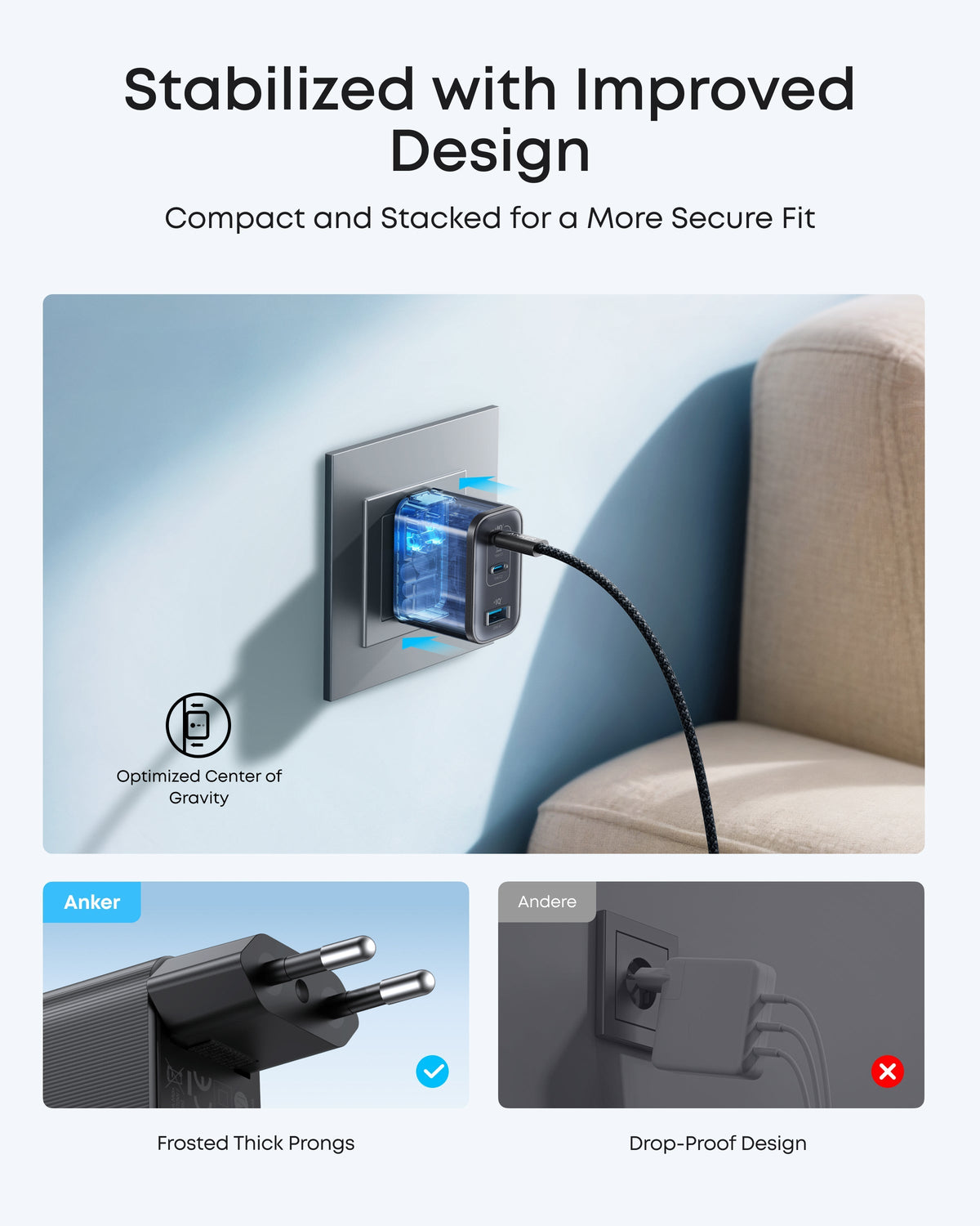 Anker Nano-laddare (70W, 3 portar)