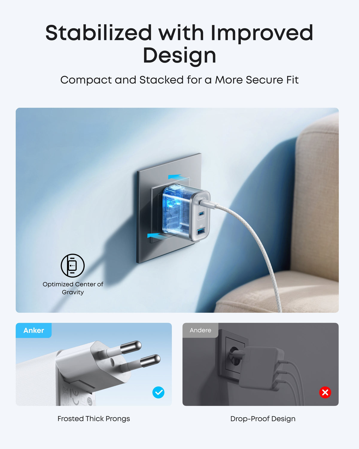 Anker Nano-laddare (70W, 3 portar)