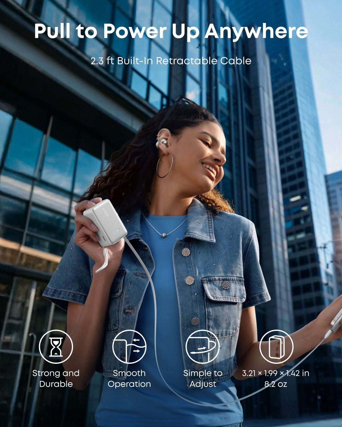 Anker Nano Powerbank (10K, 45W, inbyggd utdragbar USB-C-kabel)