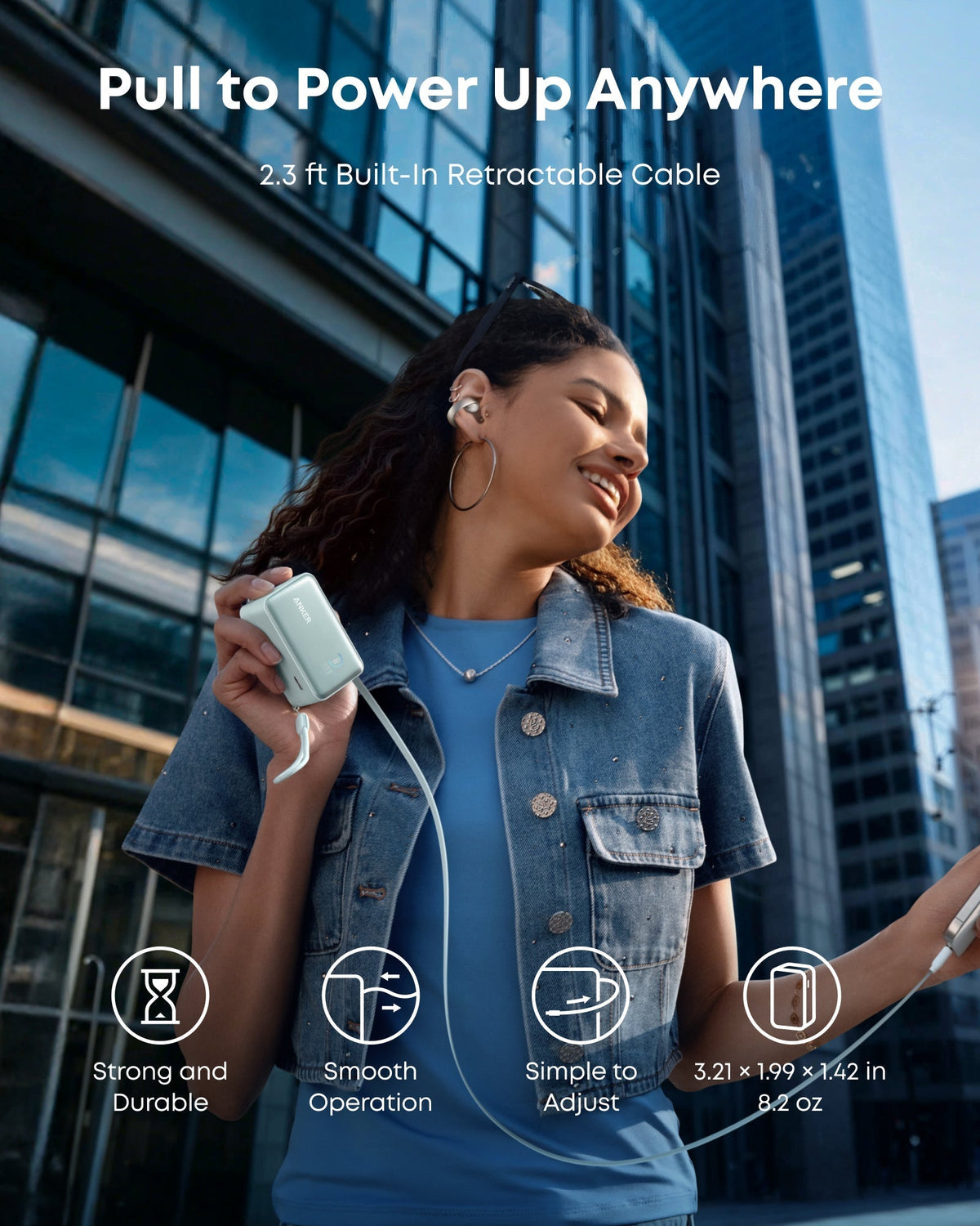 Anker Nano Powerbank (10K, 45W, inbyggd utdragbar USB-C-kabel)