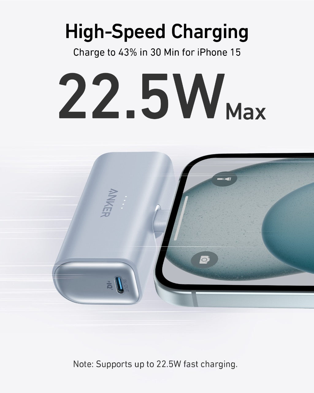 Anker Nano Powerbank (22,5 W, inbyggd USB-C-kontakt)
