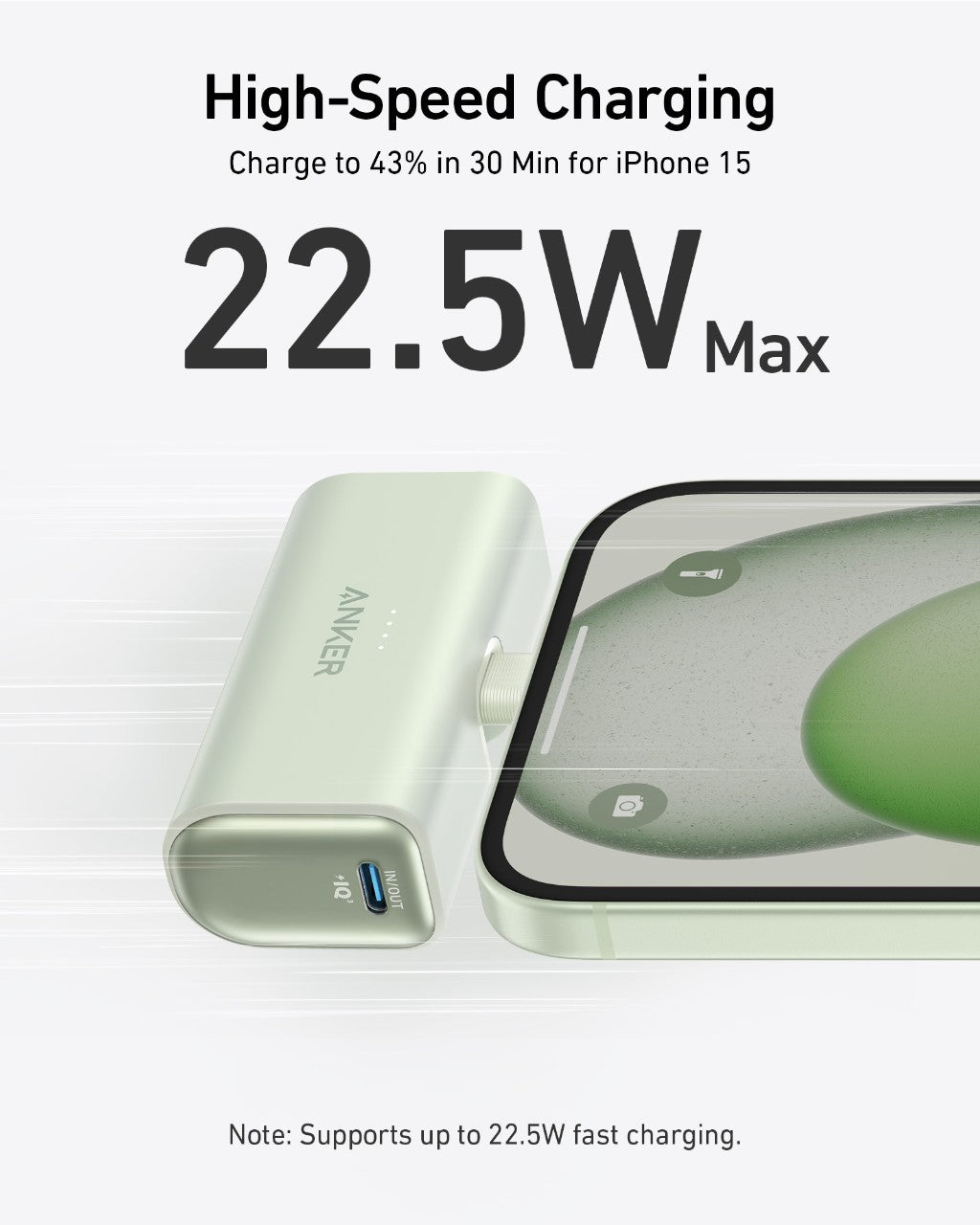 Anker Nano Powerbank (22,5 W, inbyggd USB-C-kontakt)