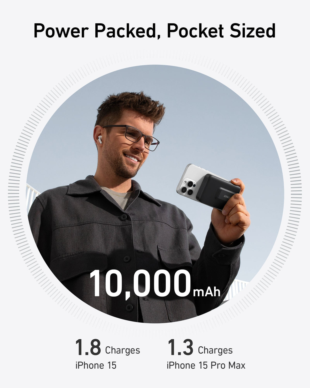 Anker Prime Charger (200W, 6 portar, GaN) + Anker MagGo Power Bank (10K)
