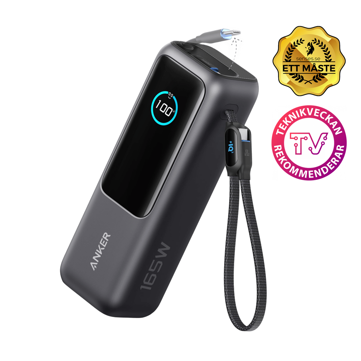 Anker Laptop Powerbank (25K, 165W, inbyggda och utdragbara kablar)
