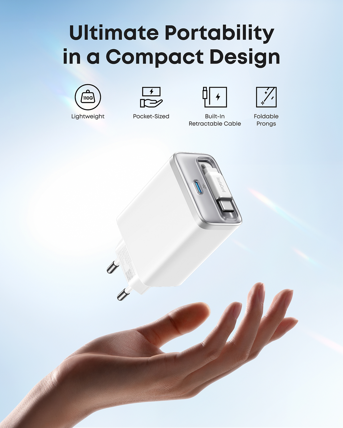 Anker Nano-laddare (35W, inbyggd utdragbar USB-C-kabel)