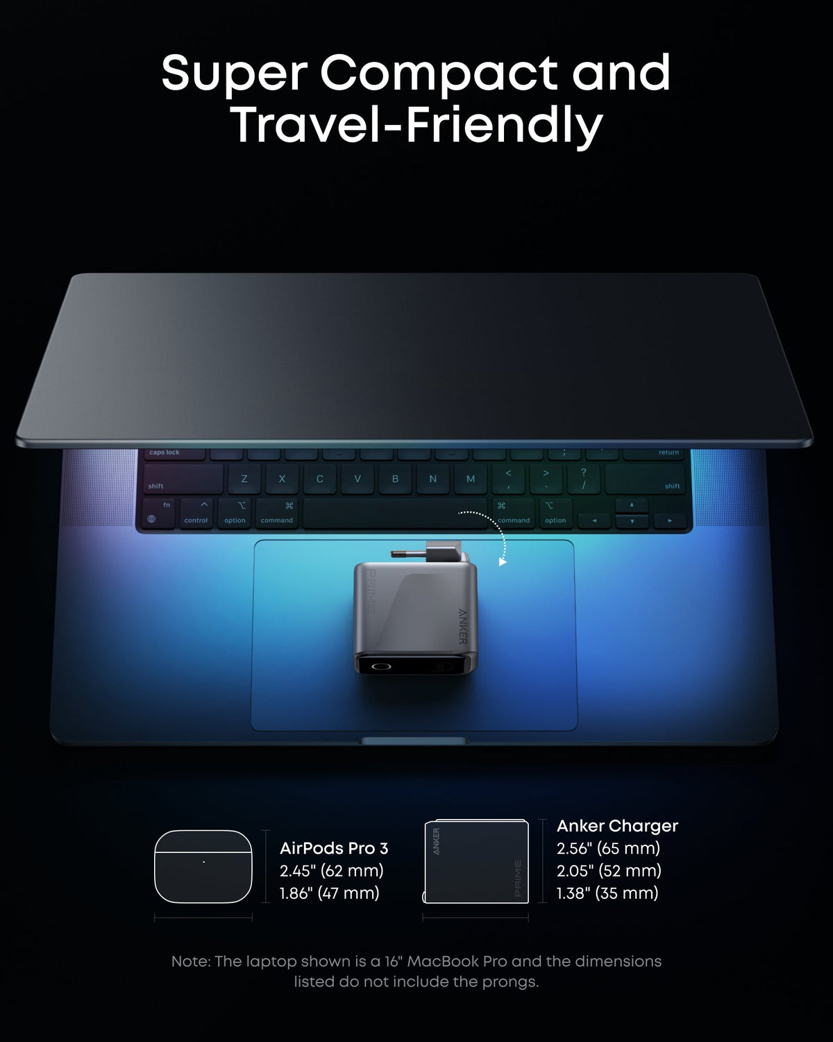 Anker Prime-laddare (160 W, 3 portar, smart skärm) + Anker Prime powerbank (26K, 300 W)