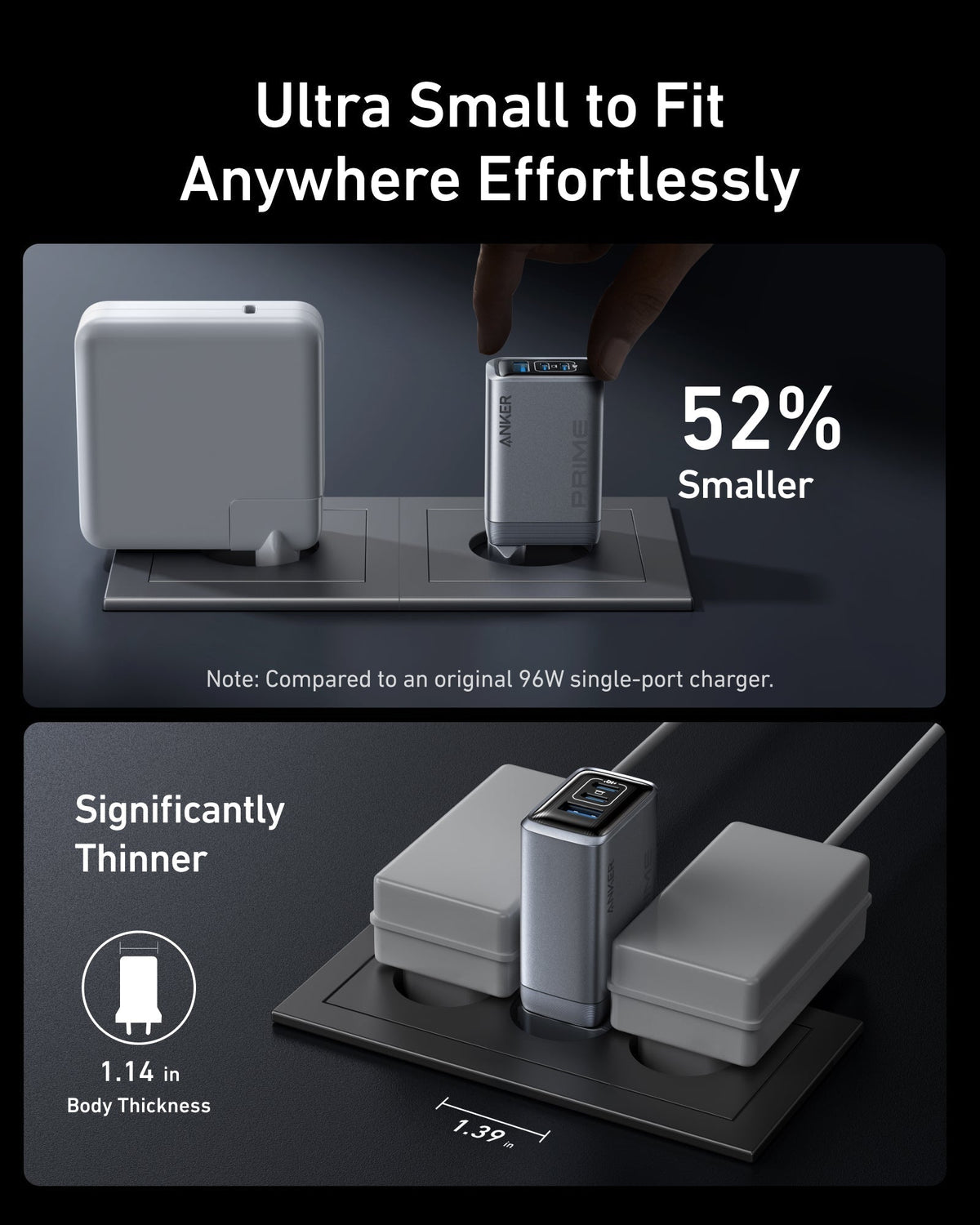 Anker Prime-laddare (100W, 3 portar, GaN)