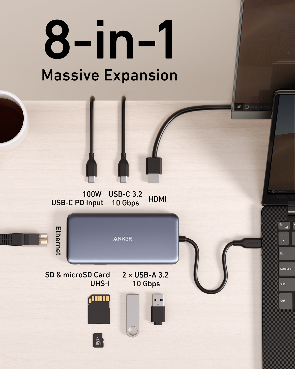 Anker <b>555</b> USB-C-hubb (8-i-1)