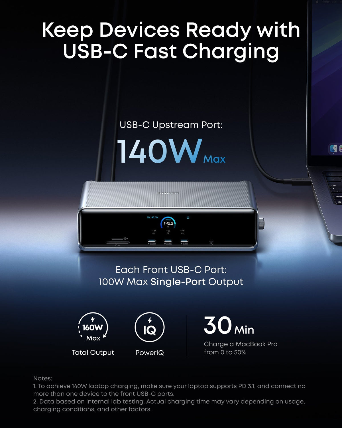 Anker Prime dockningsstation (14-i-1, trippel skärm, DisplayLink)