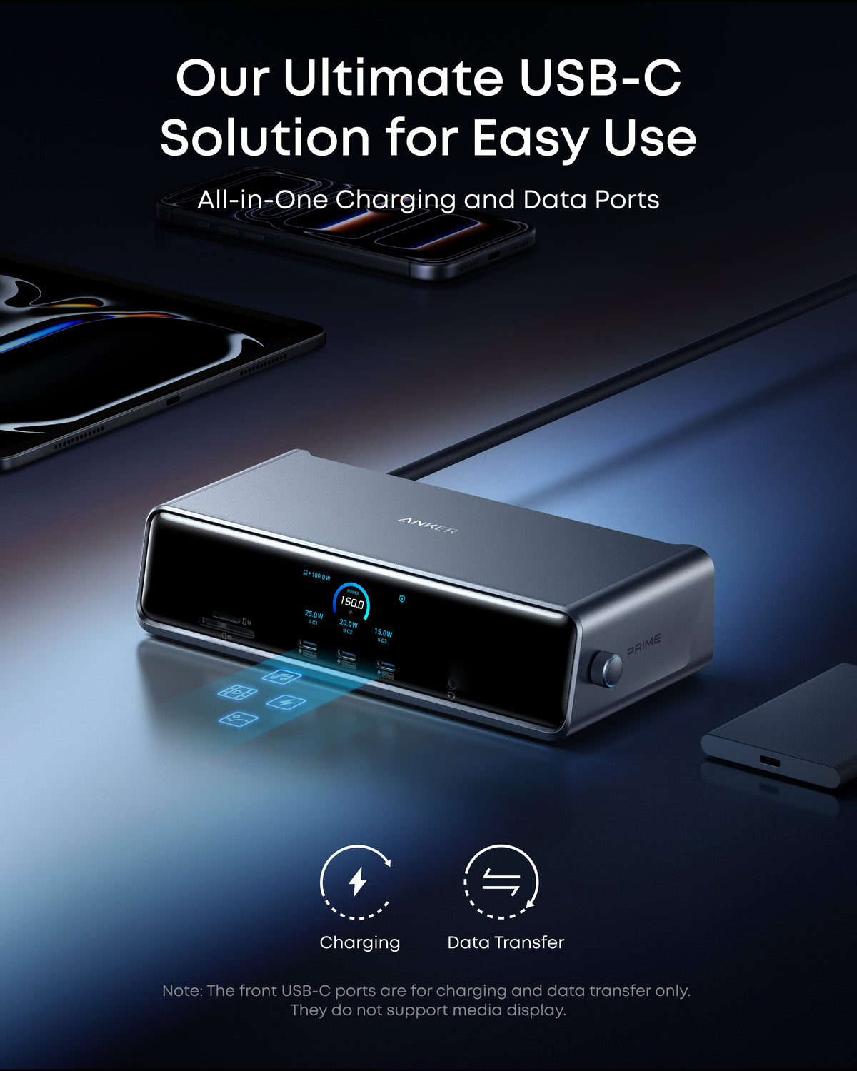Anker Prime dockningsstation (14-i-1, trippel skärm, DisplayLink)