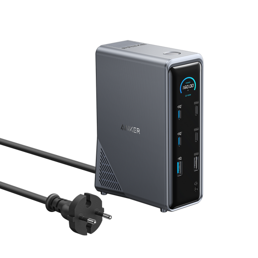 Anker Prime laddningsdockningsstation (14-i-1, dubbel skärm, 160W) (renoverad)
