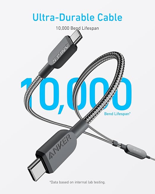 Anker 2-i-1 USB-C till USB-C-kabel (1,2 m, 140 W, flätad)