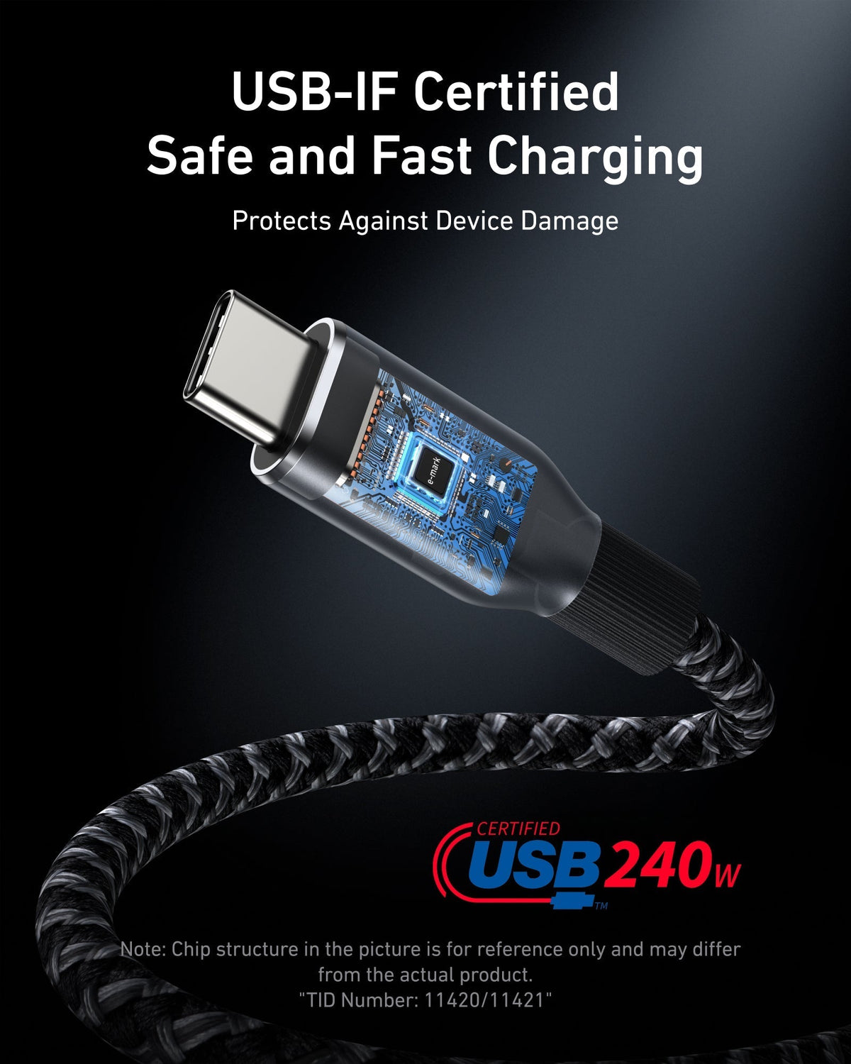 Anker Prime USB-C till USB-C-kabel (240 W, återvunnen flätad)