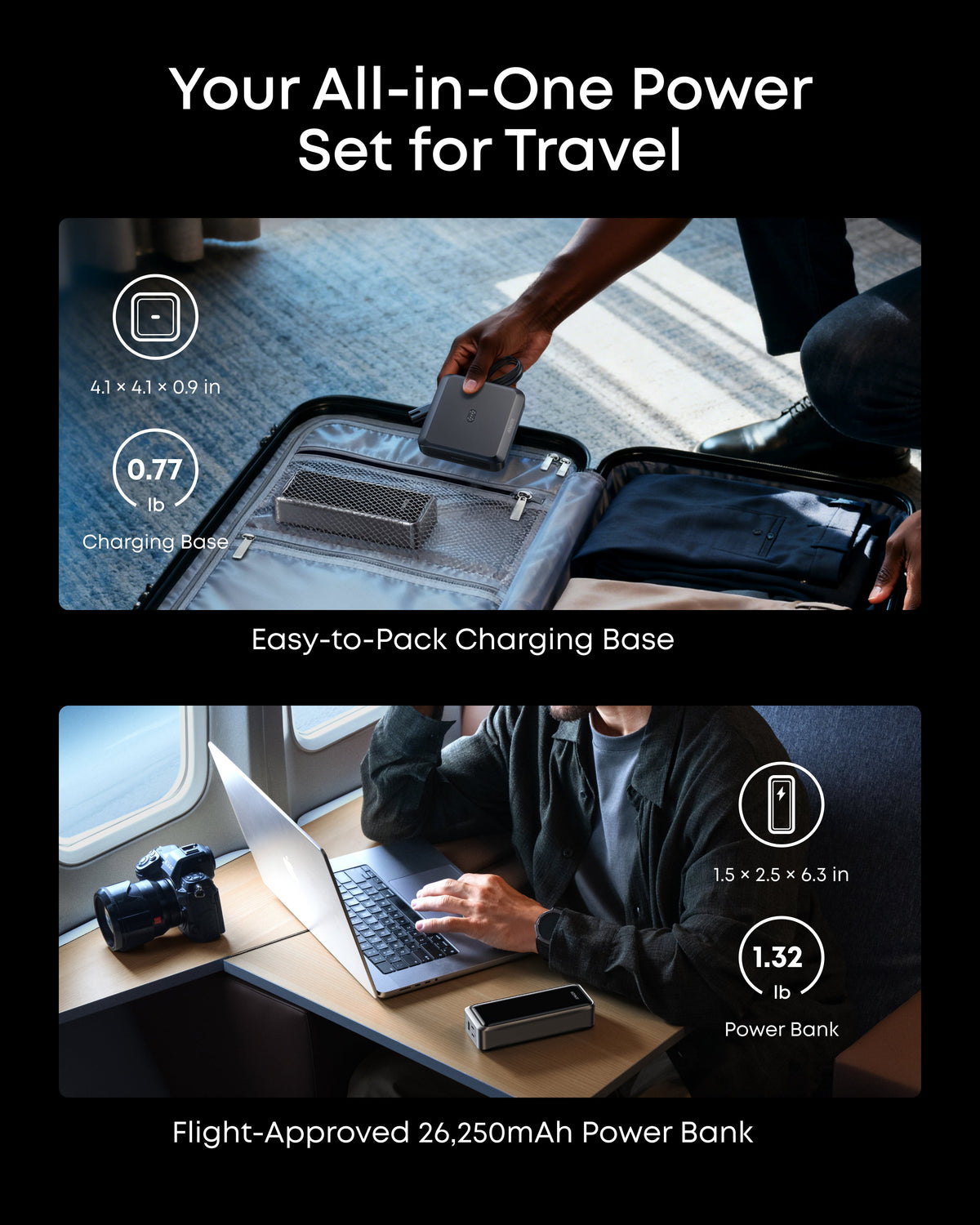 Anker Prime 26 250 mAh powerbank (300 W) + Anker Prime laddningsbas (150 W)