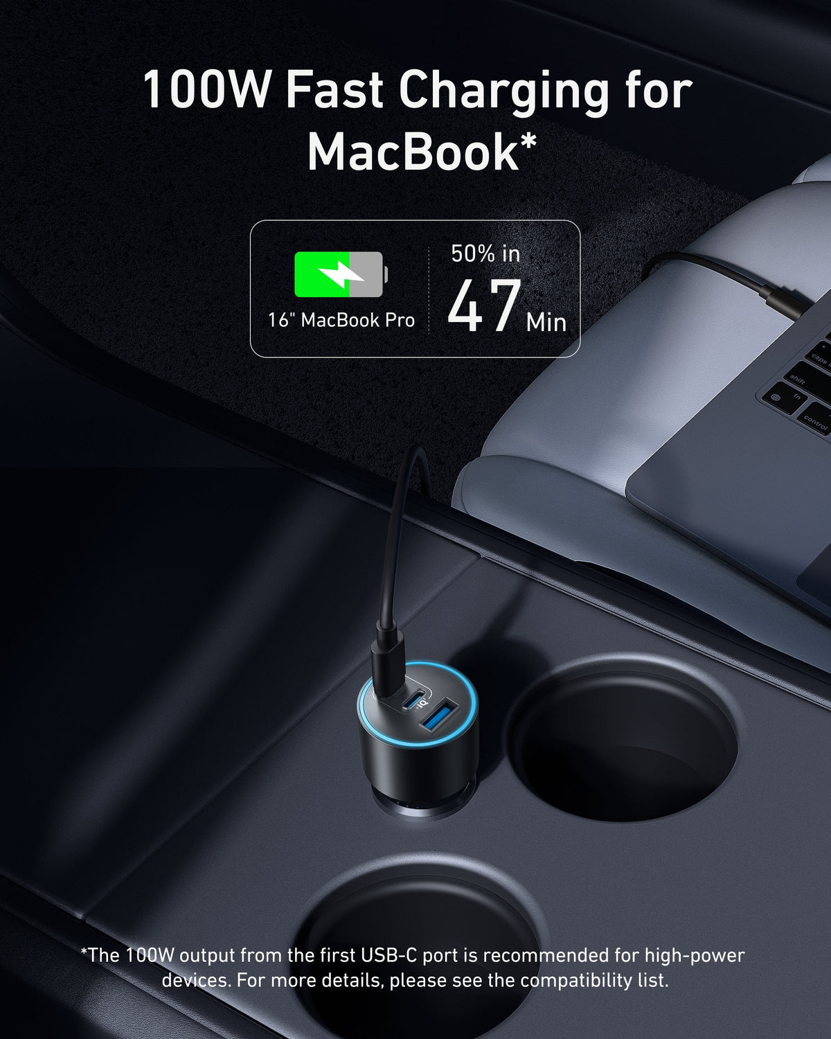 Anker Nano billaddare (167,5 W, 3 portar)