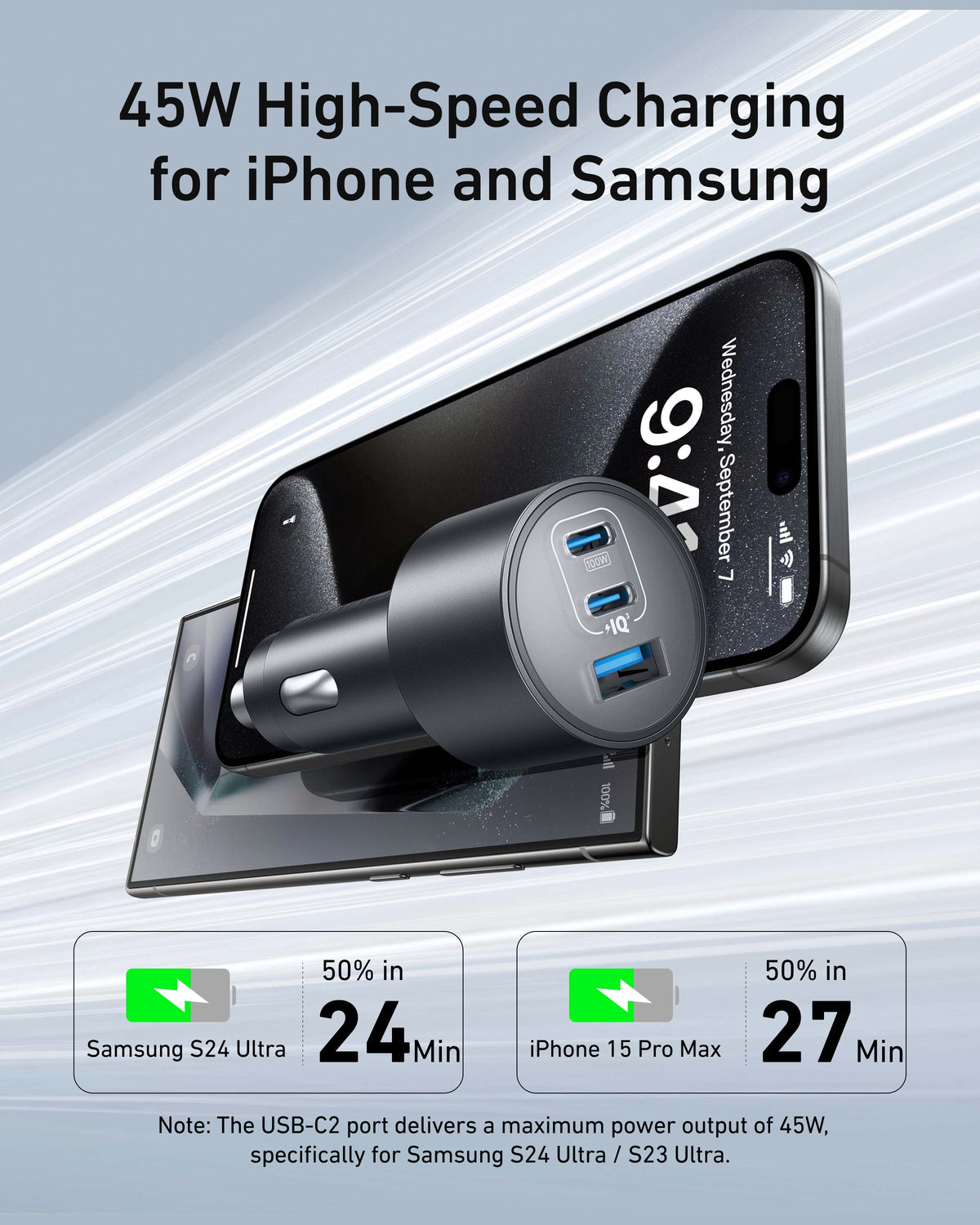 Anker Nano billaddare (167,5 W, 3 portar)
