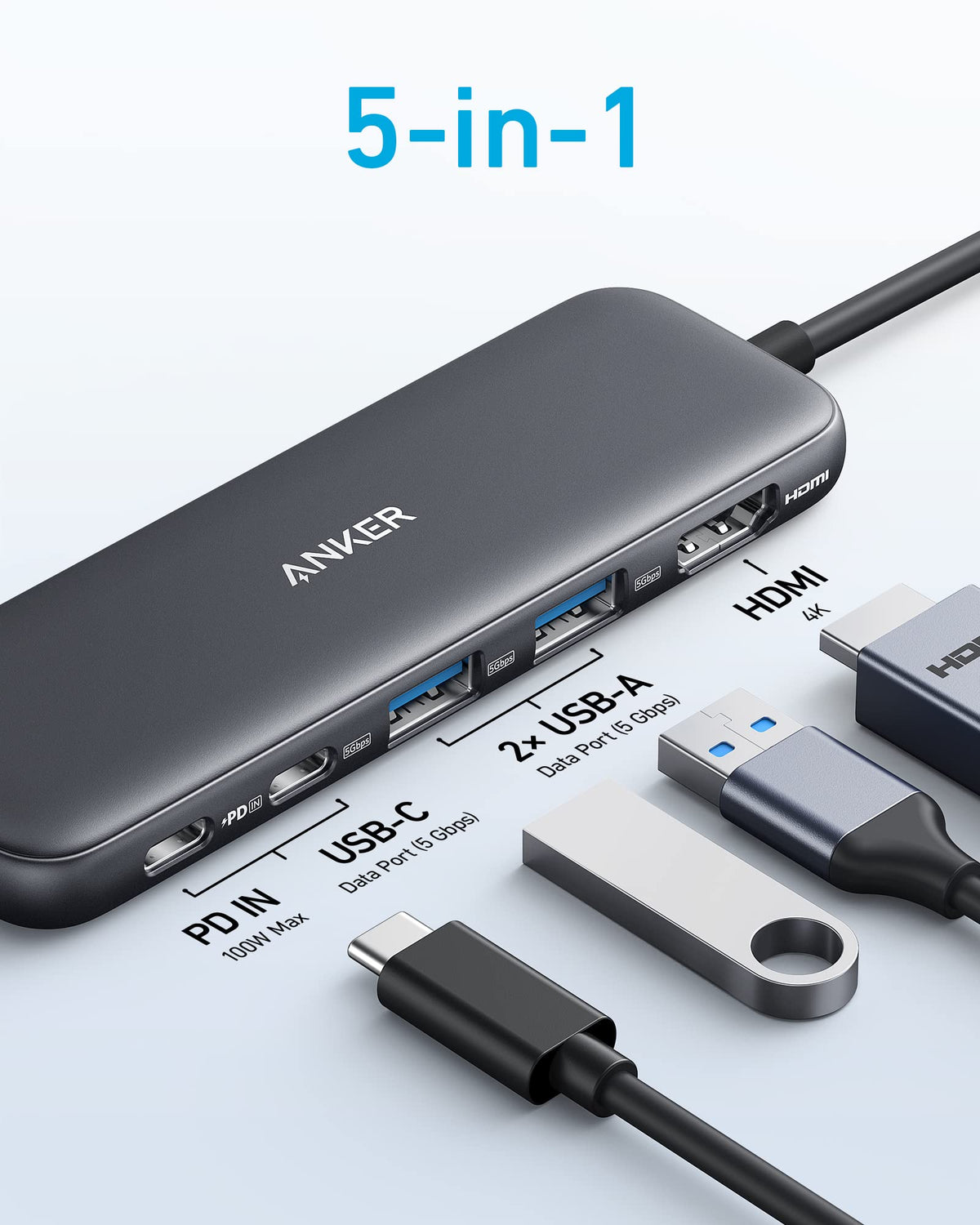 Anker <b>332</b> USB-C-hubb (5-i-1)