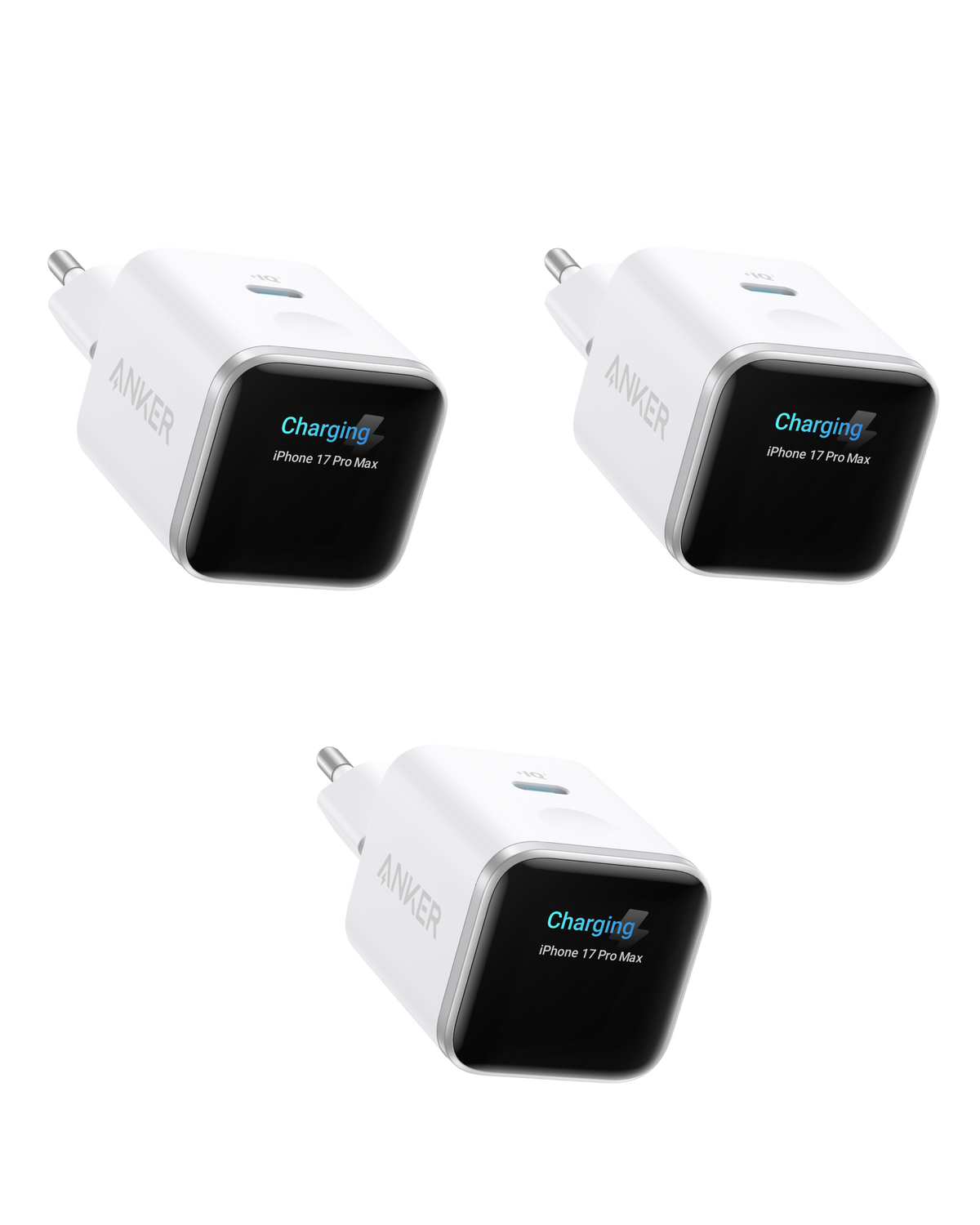 Anker Nano 45W Smart Display-laddare (3-pack)