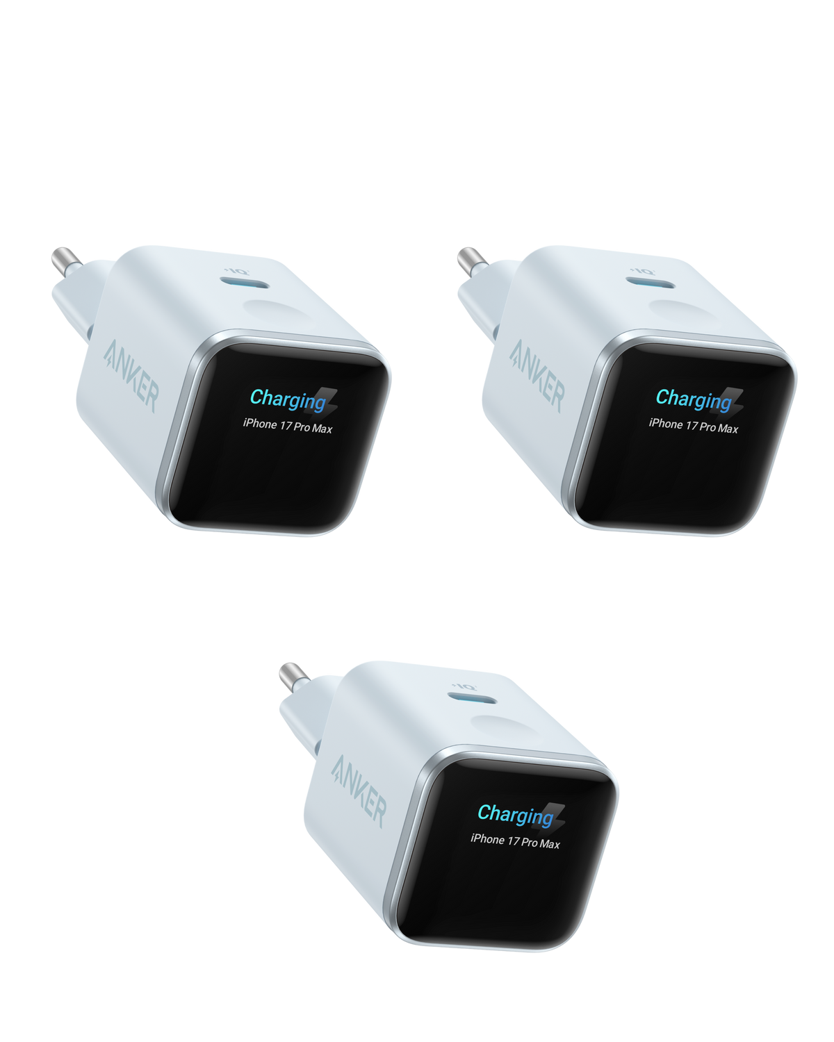 Anker Nano 45W Smart Display-laddare (3-pack)