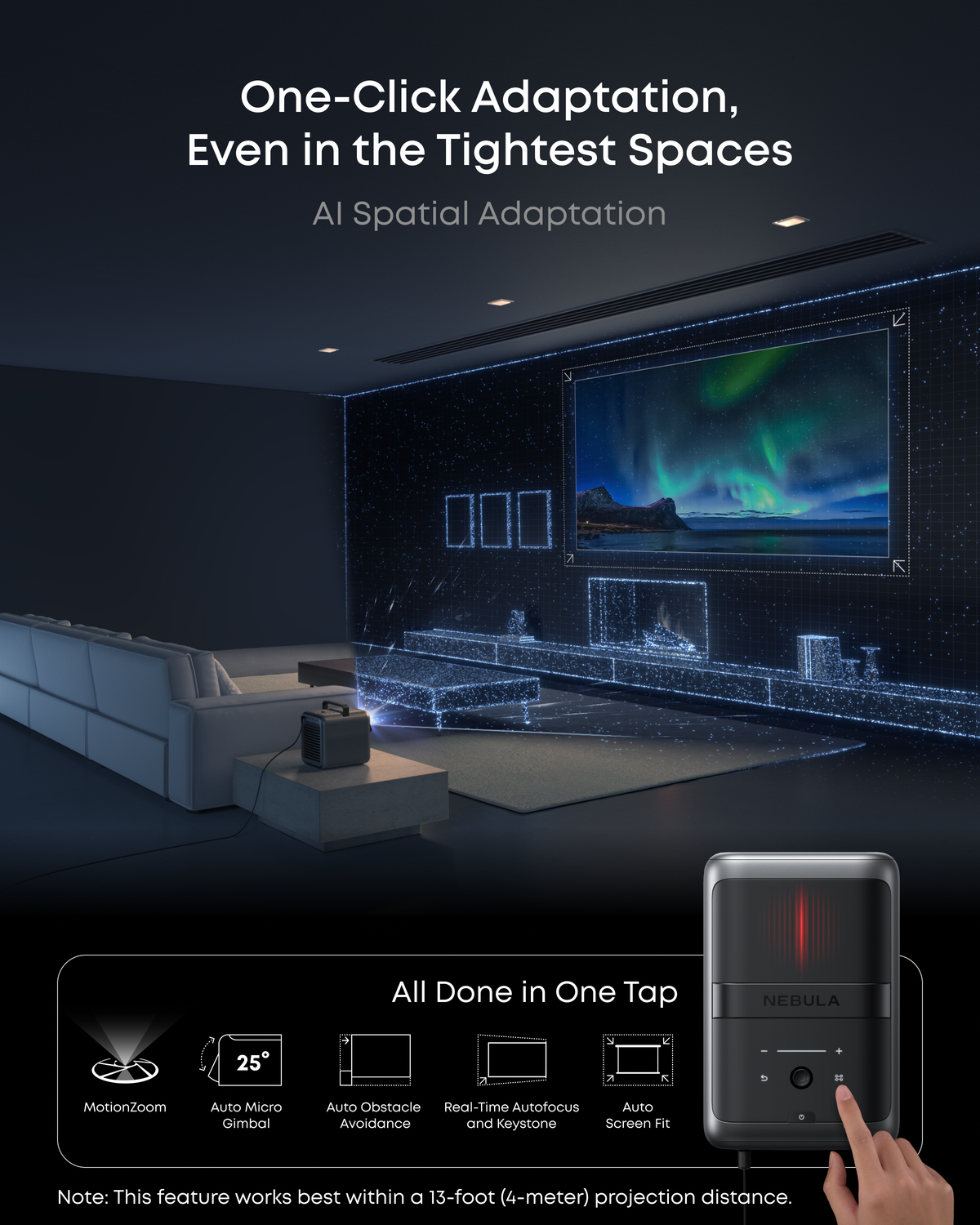 Nebula X1 + Nebula 100-tums projektorduk för hemmabruk