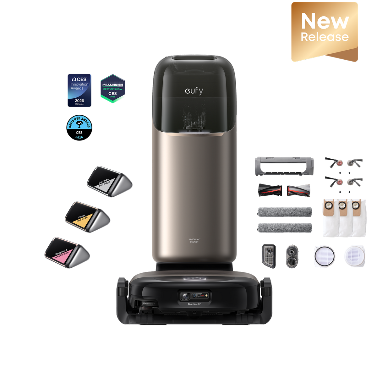 eufy robotdammsugare Ommi S2 + reservtillbehörskit och doft