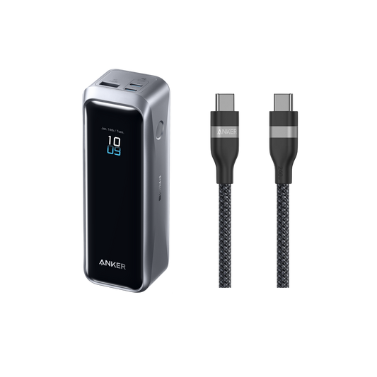 Anker Prime Powerbank (20K, 220W) + Anker USB-C till USB-C-kabel (240W, återvunnen-flätad)